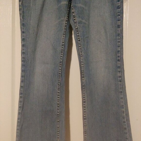 ZD Jeans Embroidered Sun Burst Boot Cut Raw Hem Stretch Pants 13 - Picture 5 of 10